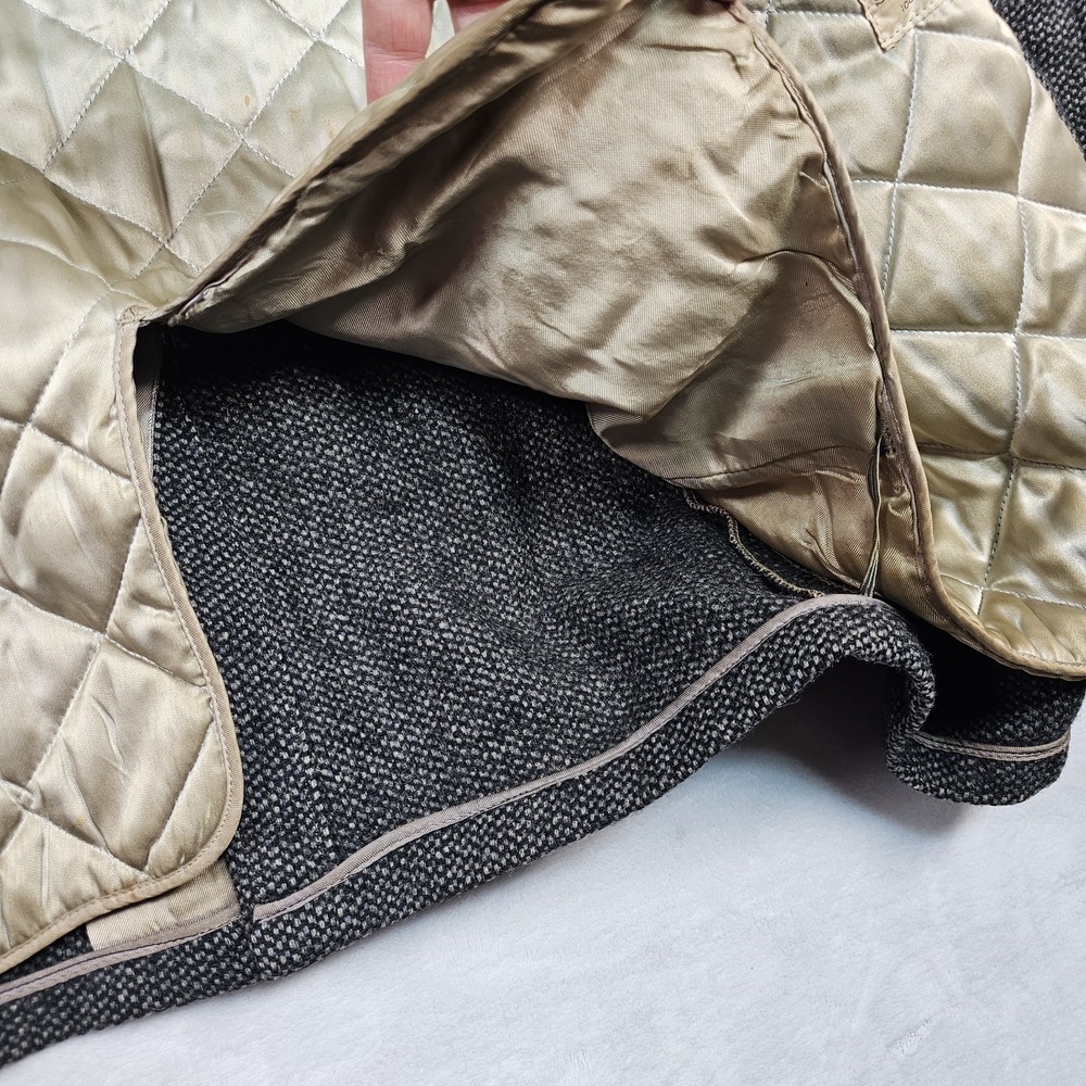 Vtg 80's Lakeland Sportswear Coat Mens 36 Tweed Wool Car Coat Liner Black Gray - Picture 15 of 16